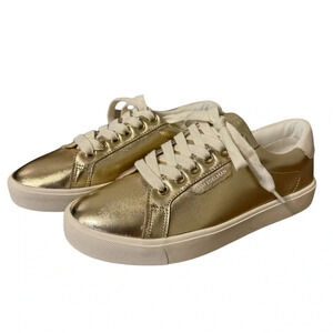 ✨ Sam Edelman Ethyl Gold Metallic Lace Up Sneakers 👟 Size 7 Casual Chic
